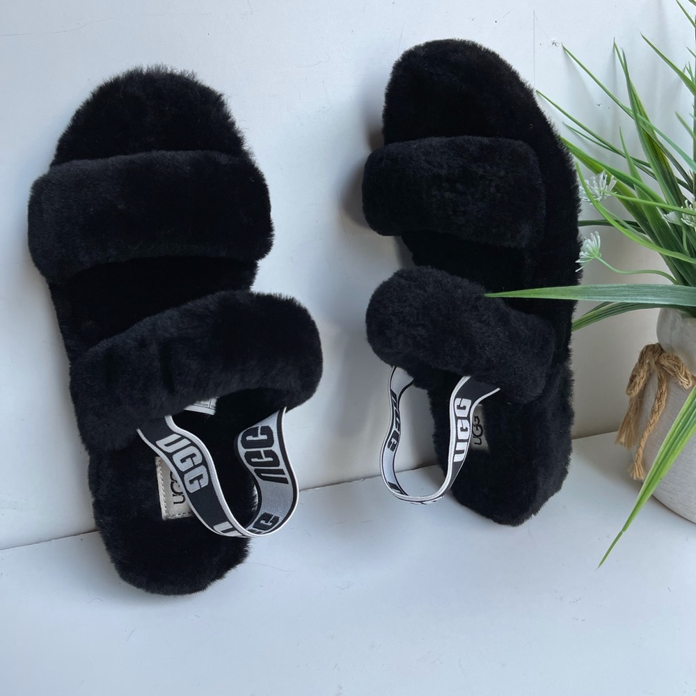 UGG🔴Oh Yeah Black Slippers women’s 9 New - Picture 5 of 10